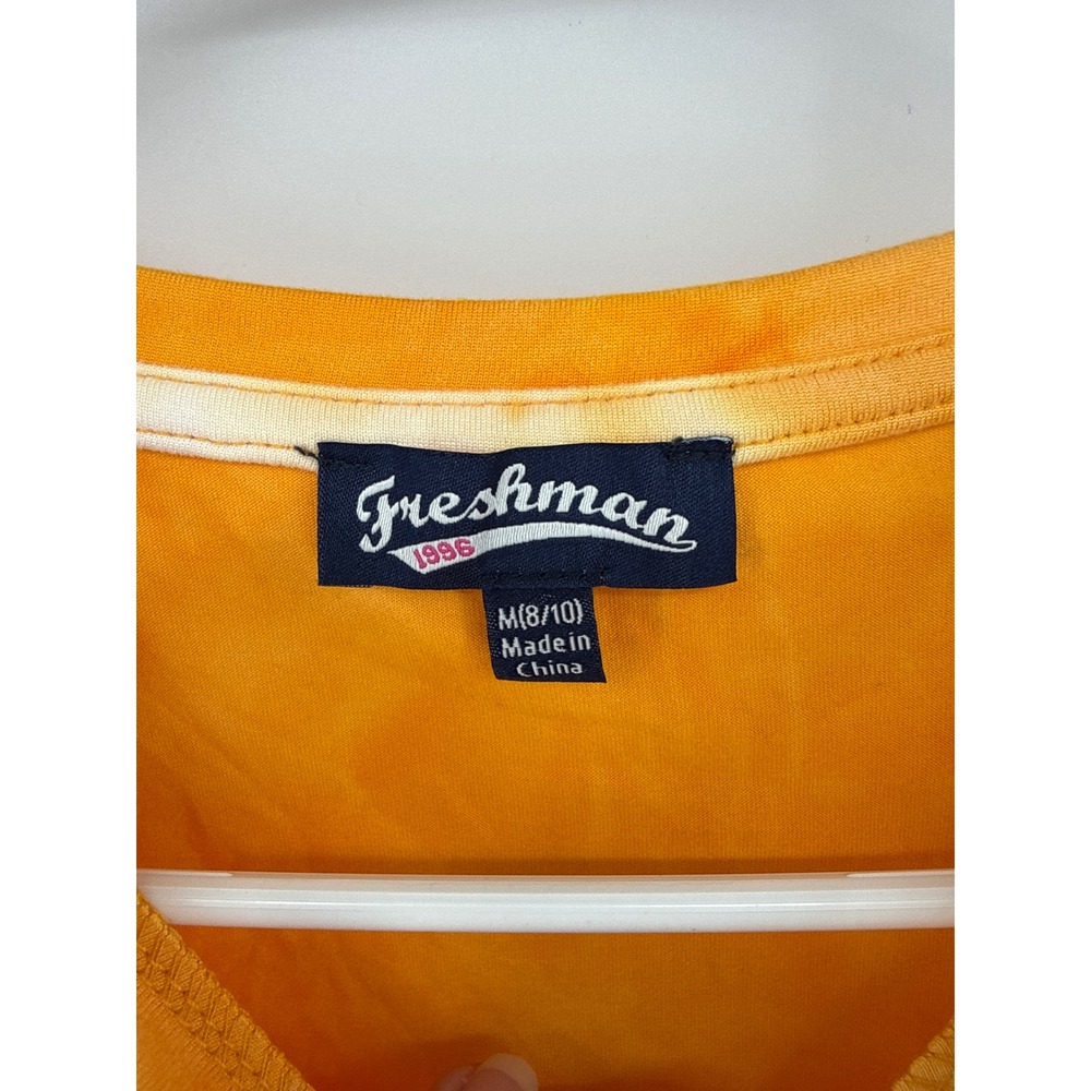 Freshman 1996 Kids Orange White Tie Dye Short Sleeve Crew Neck Tee Size M 8/10 - Picture 3 of 5